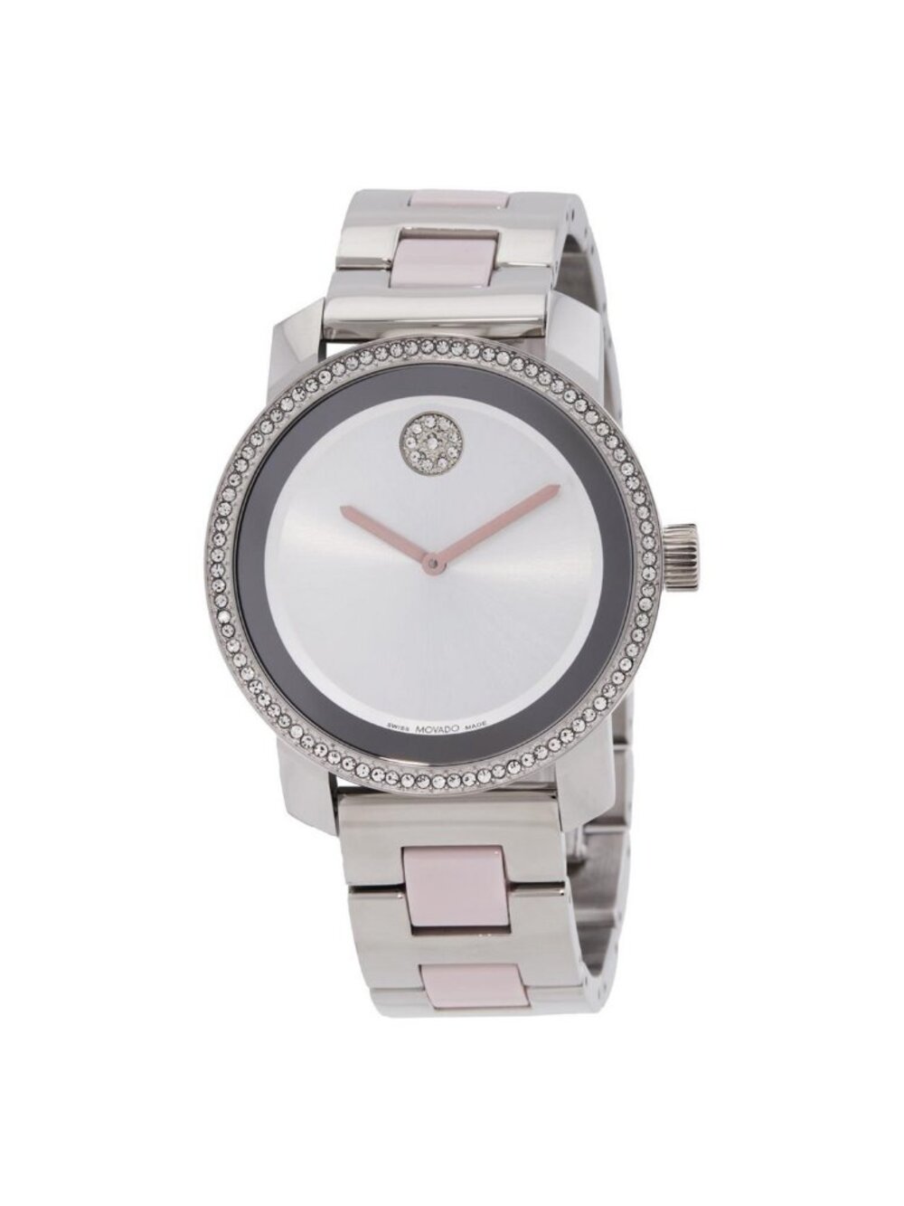 NWT Movado Bold Quartz Crystal Silver Dial Ladies Watch